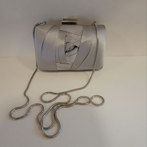 Franchi Satin Rose Clutch with Chain Strap